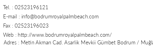 Royal Palm Beach Hotel telefon numaraları, faks, e-mail, posta adresi ve iletişim bilgileri